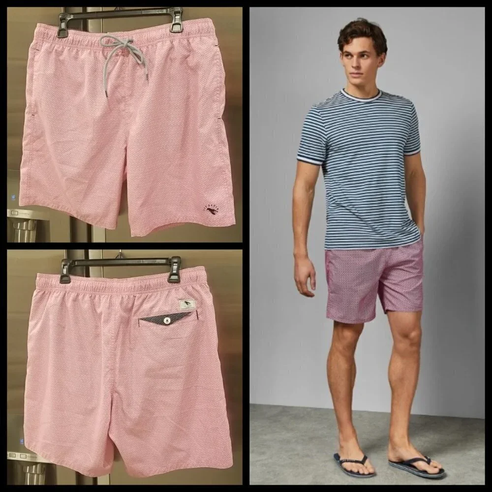 💕TED BAKER💕 Ribs Geo Printed Swim Shorts ~ Pink